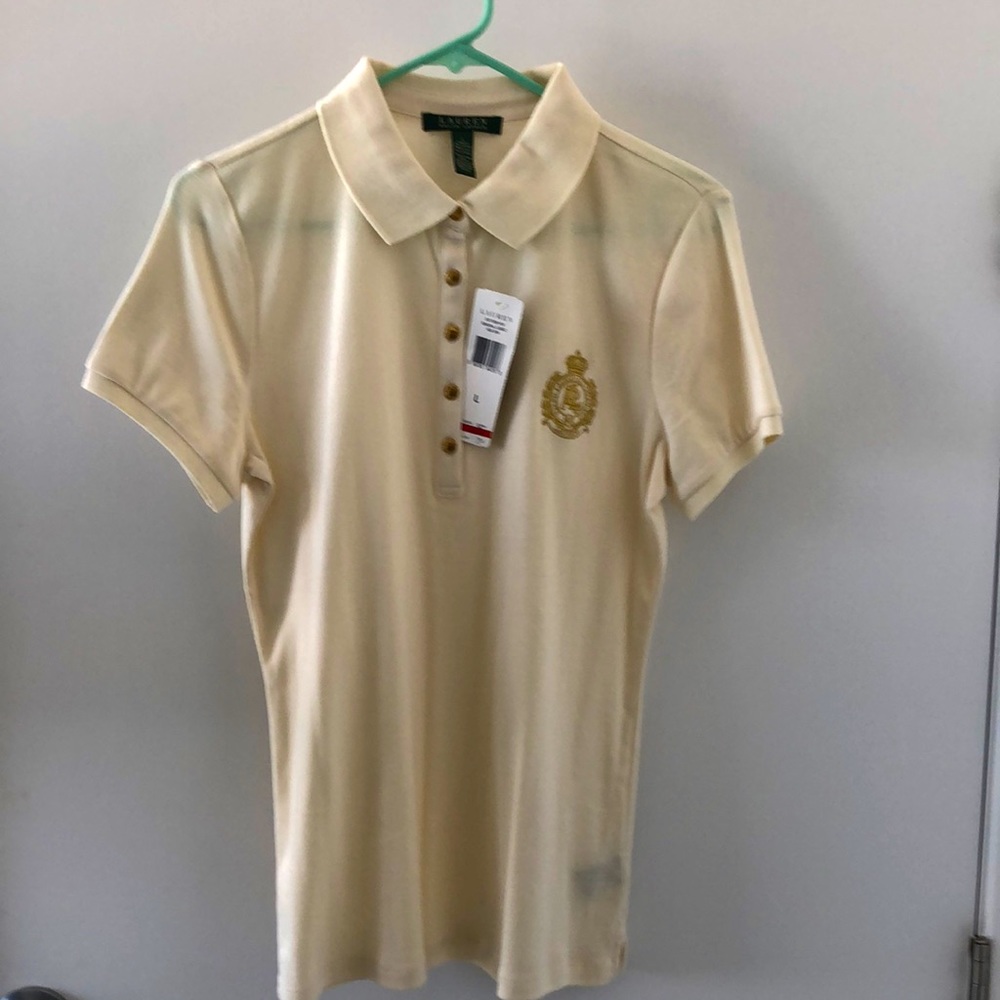 Ralph Lauren classic fit cream colored polo shirt - size large